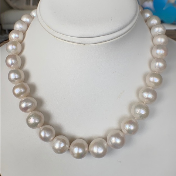 Handmade Jewelry - **SOLD** 12-14mm White Cultured Pearl Hand Knotted